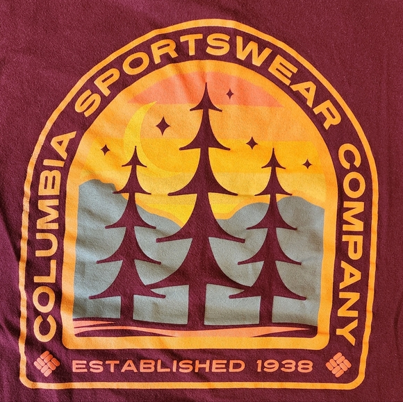 Columbia Other - Columbia Men's Short Sleeve Tee - Burgundy, Yellow, Green Graphic